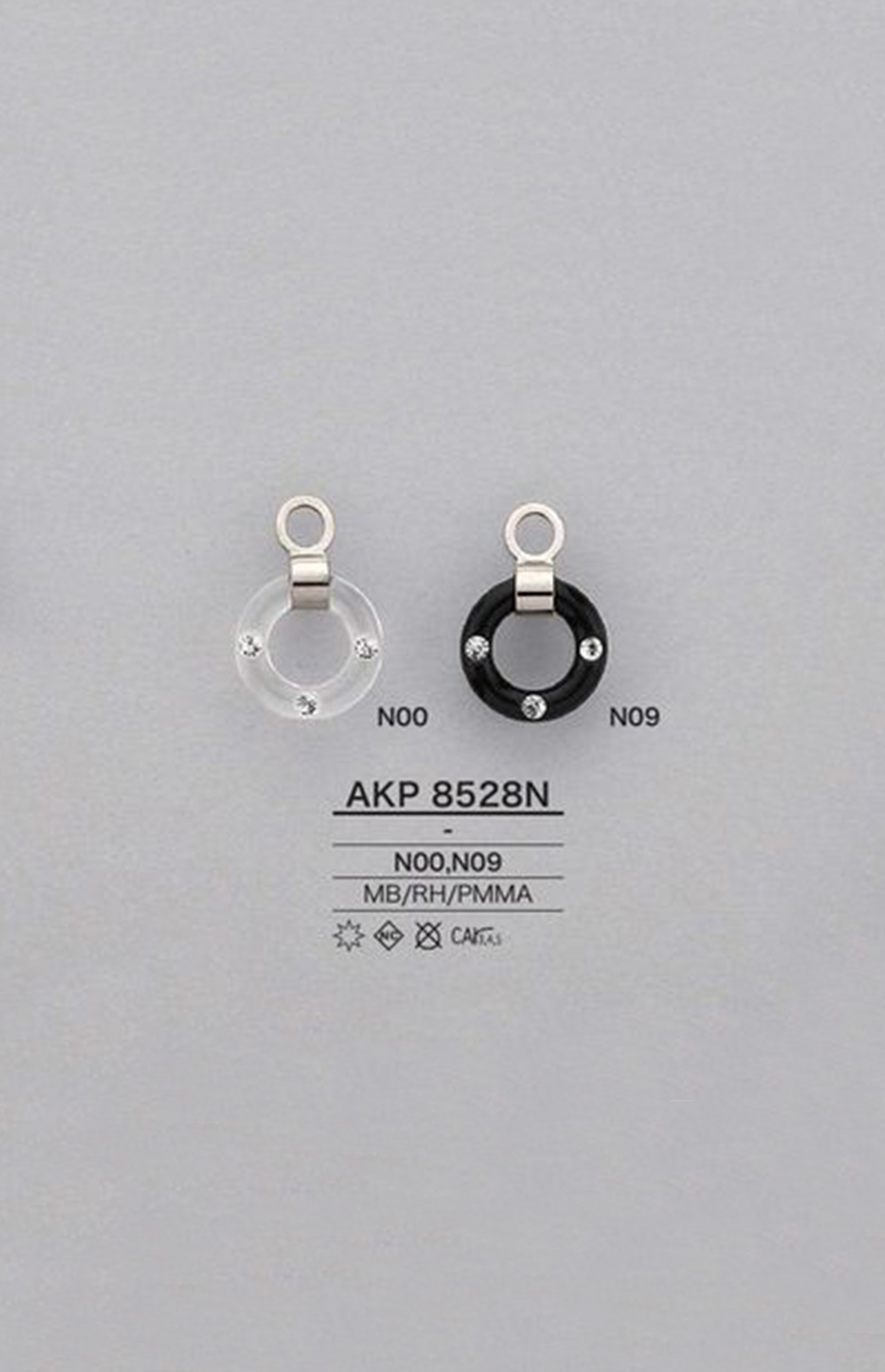AKP8528N Rhinestone Ring Zipper Point (Pull Tab) IRIS
