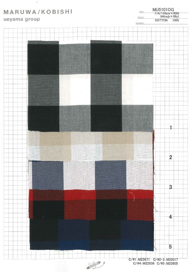 MU5101OG Typewritter Cloth Block Check[Textile / Fabric] Ueyama Textile
