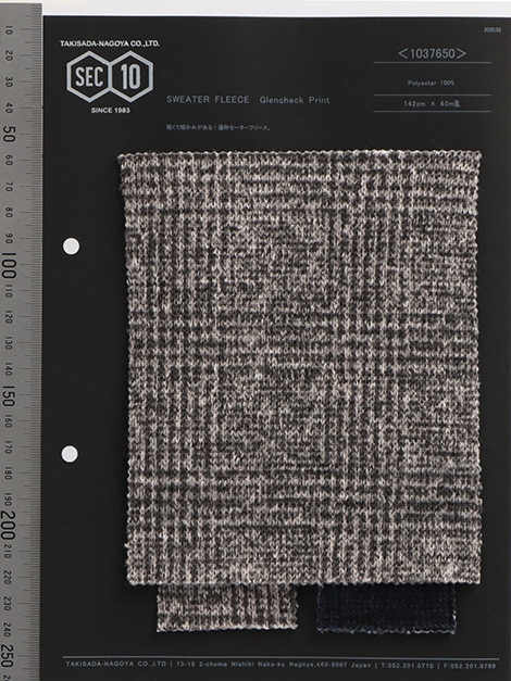 1037650 Sweater Fleece Glen Check Print[Textile / Fabric] Takisada Nagoya