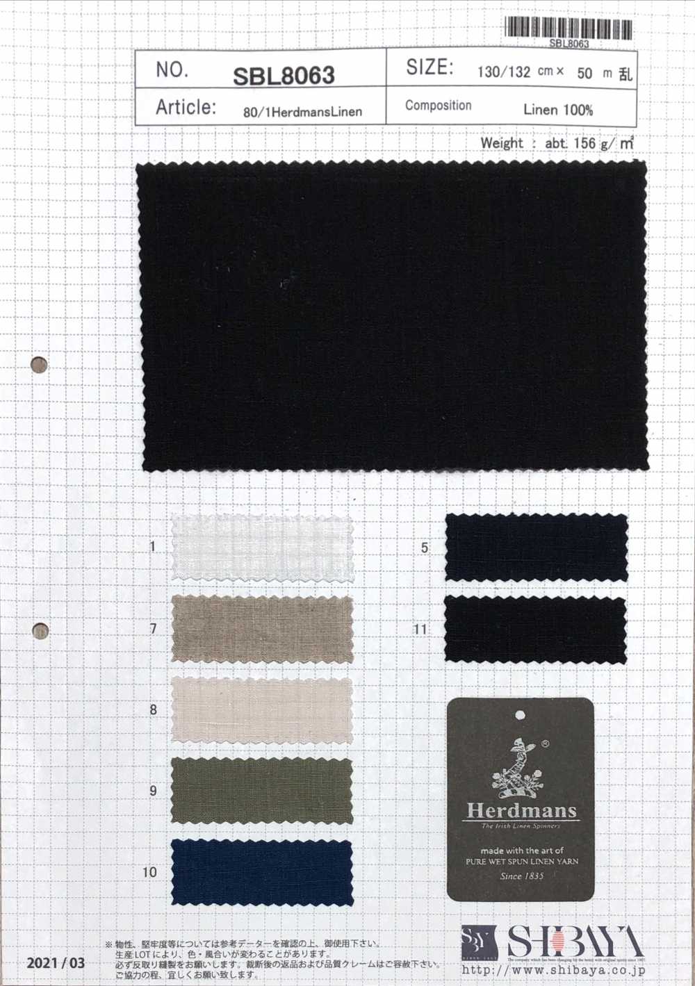 SBL8063 80/1 Hardman&#39;s Linen[Textile / Fabric] SHIBAYA