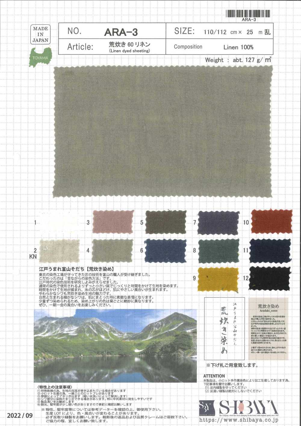 ARA-3 ARADAKI 60 Linen[Textile / Fabric] SHIBAYA