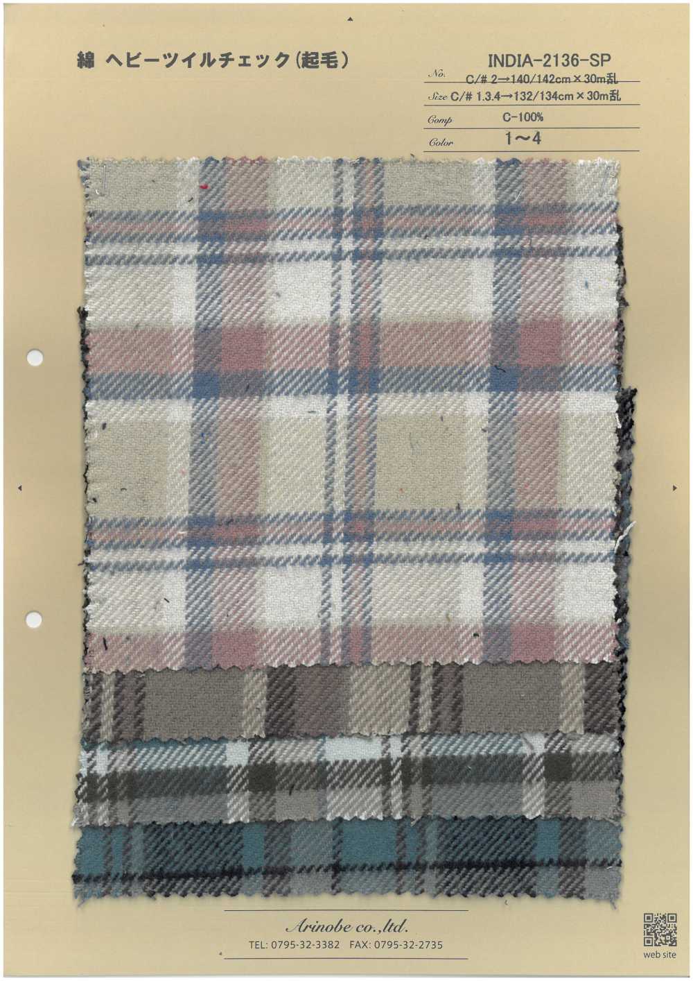 INDIA-2136-SP Cotton Heavy Twill Check (Fuzzy)[Textile / Fabric] ARINOBE CO., LTD.