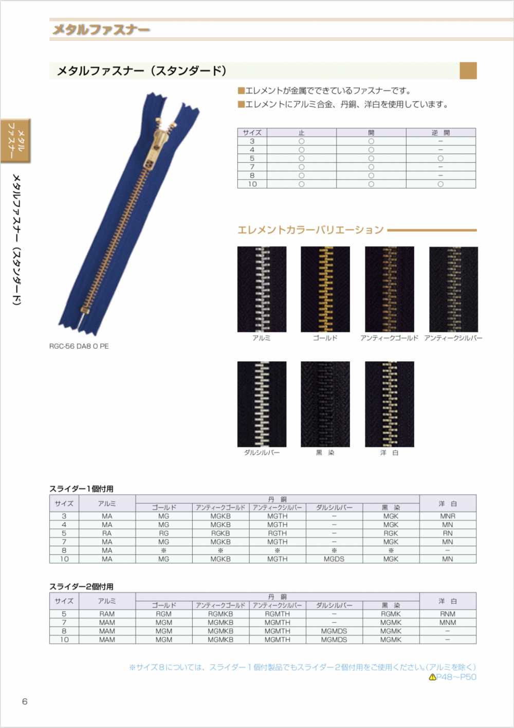 10MGMKMR Metal Zipper /size 10/ Two Way Separator YKK