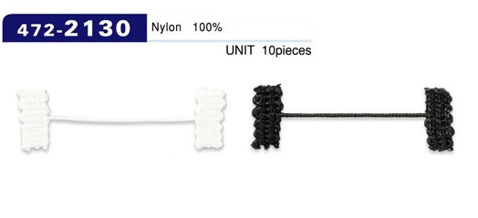 472-2130 Button Loop Lining Stopper Braided Cord Type Total Length 42mm (10 Pieces)[Button Loop Frog Button] DARIN