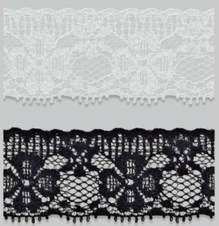 Lace Ribbon: Black & White Lace Ribbon in Bulk