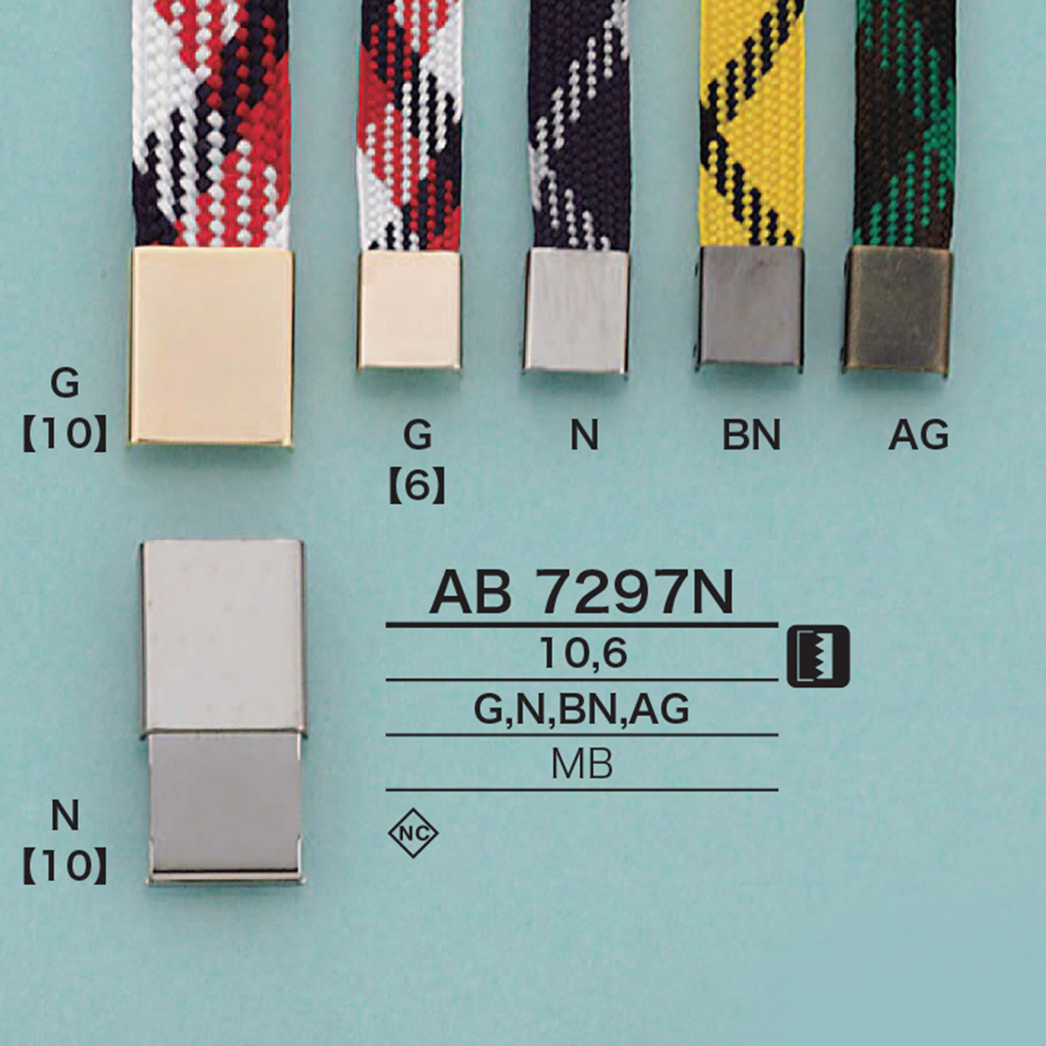 AB7297N Square Cord End(Plating)[Buckles And Ring] IRIS