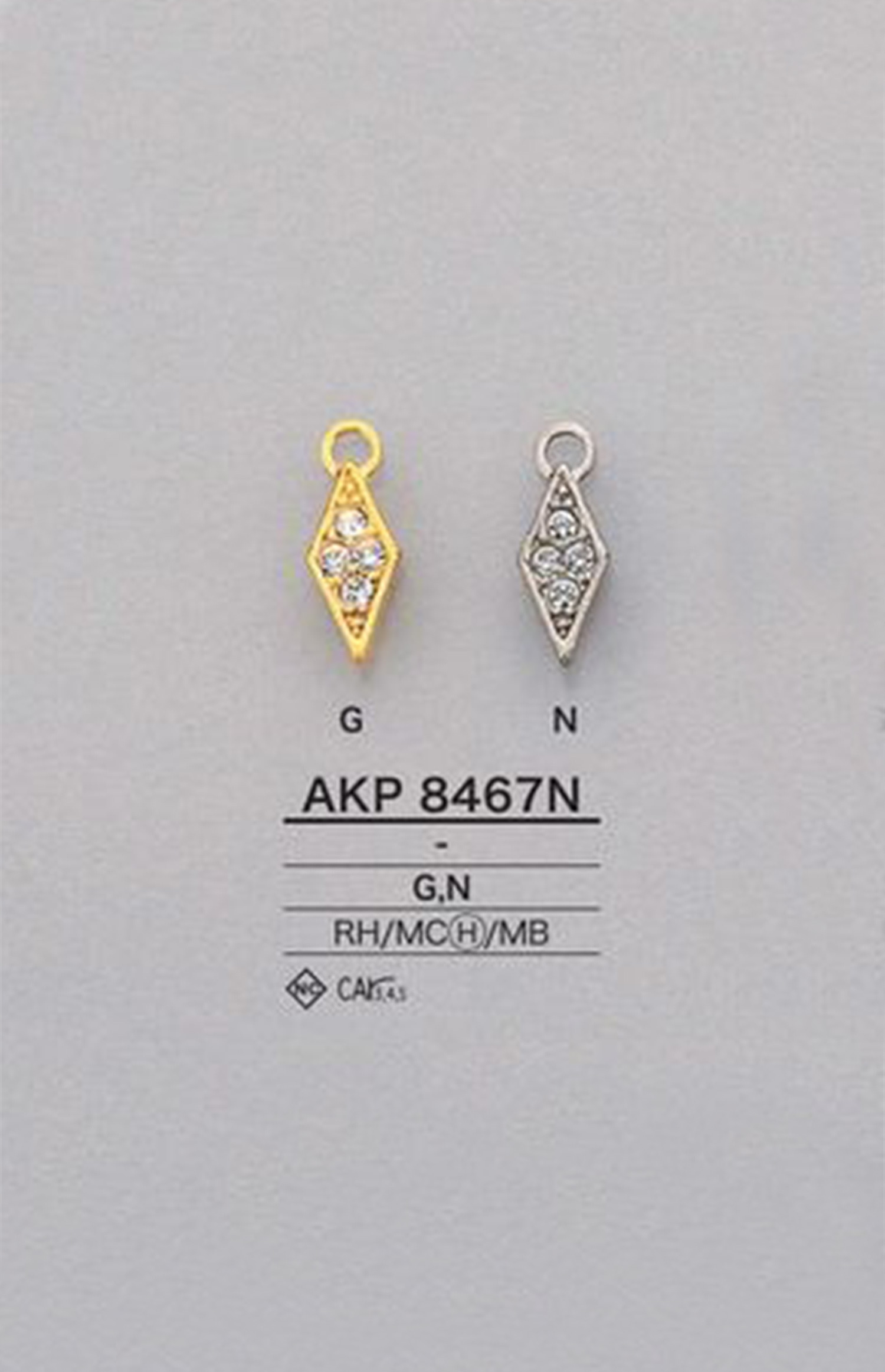 AKP8467N Rhinestone Rhombus Zipper Point (Pull Tab) IRIS