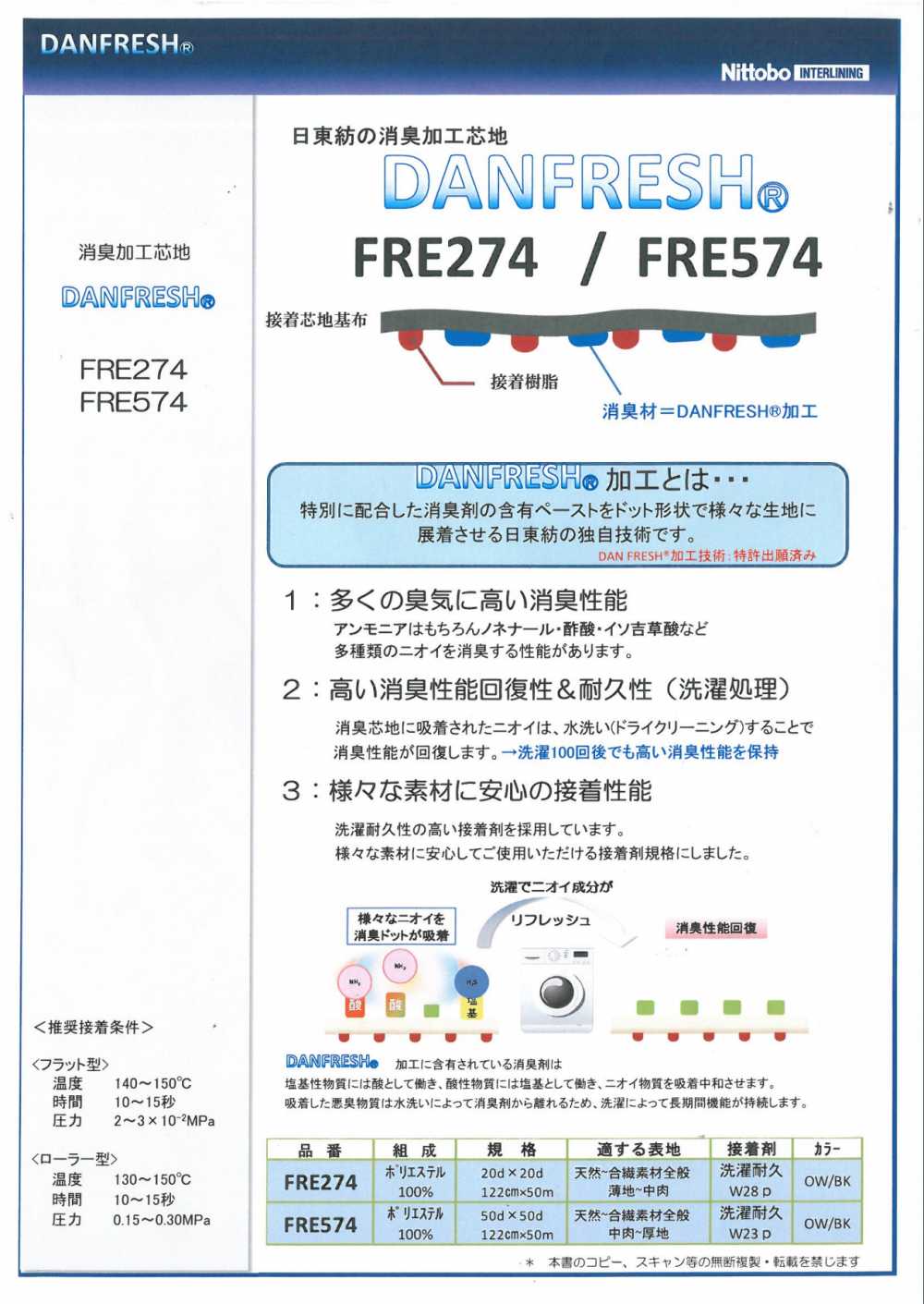 FRE274 [Nitto Boseki] Deodorant Interlining DANFRESH For Thin To Medium Thickness Nittobo