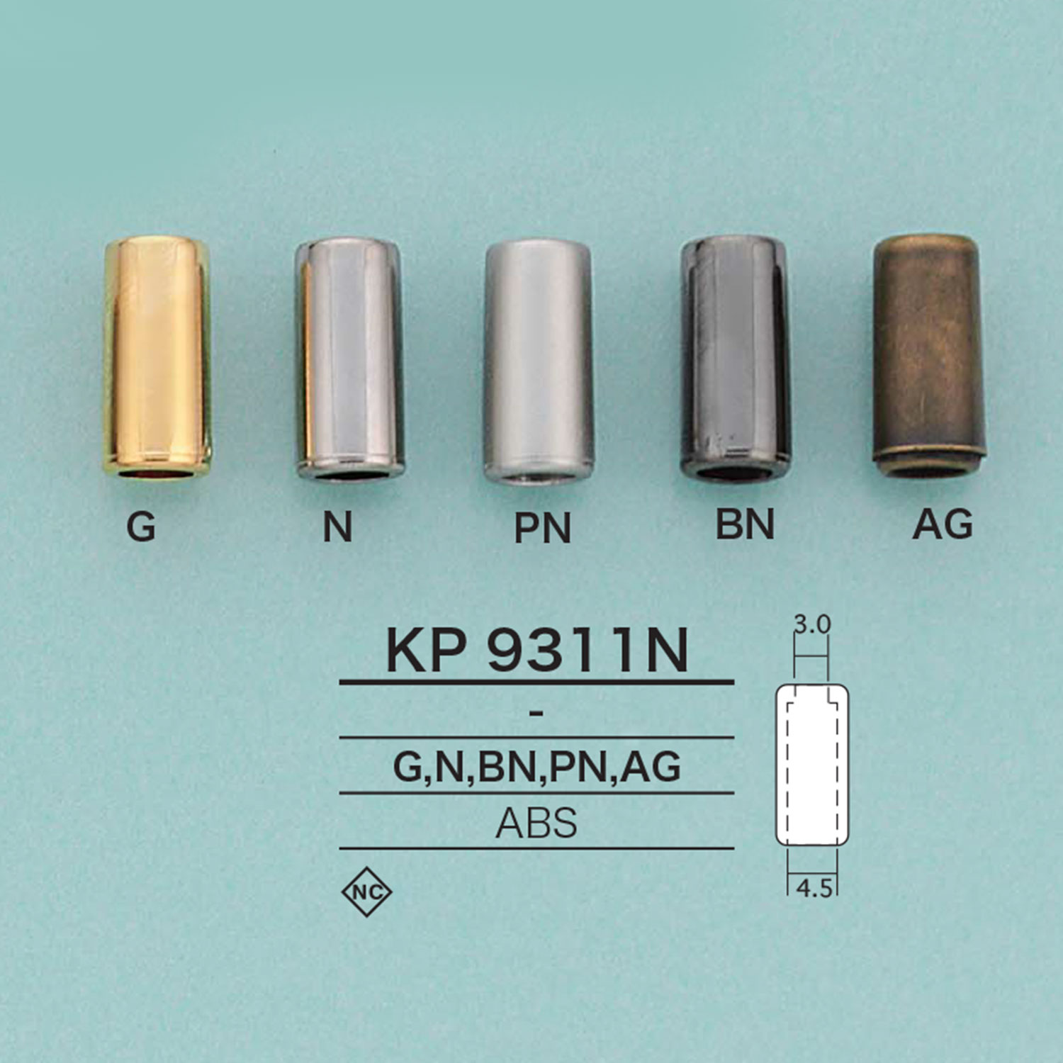 KP9311N Cylindrical Cord End[Buckles And Ring] IRIS