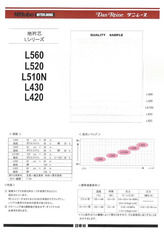 L510N Polyester Rayon Interlining For Ground Collar Nittobo