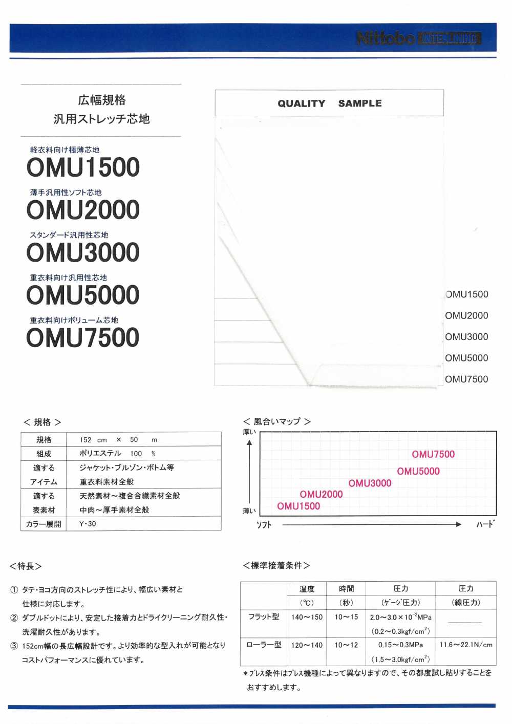 OMU5000 Versatile Interlining For Heavy Clothing 50D Nittobo