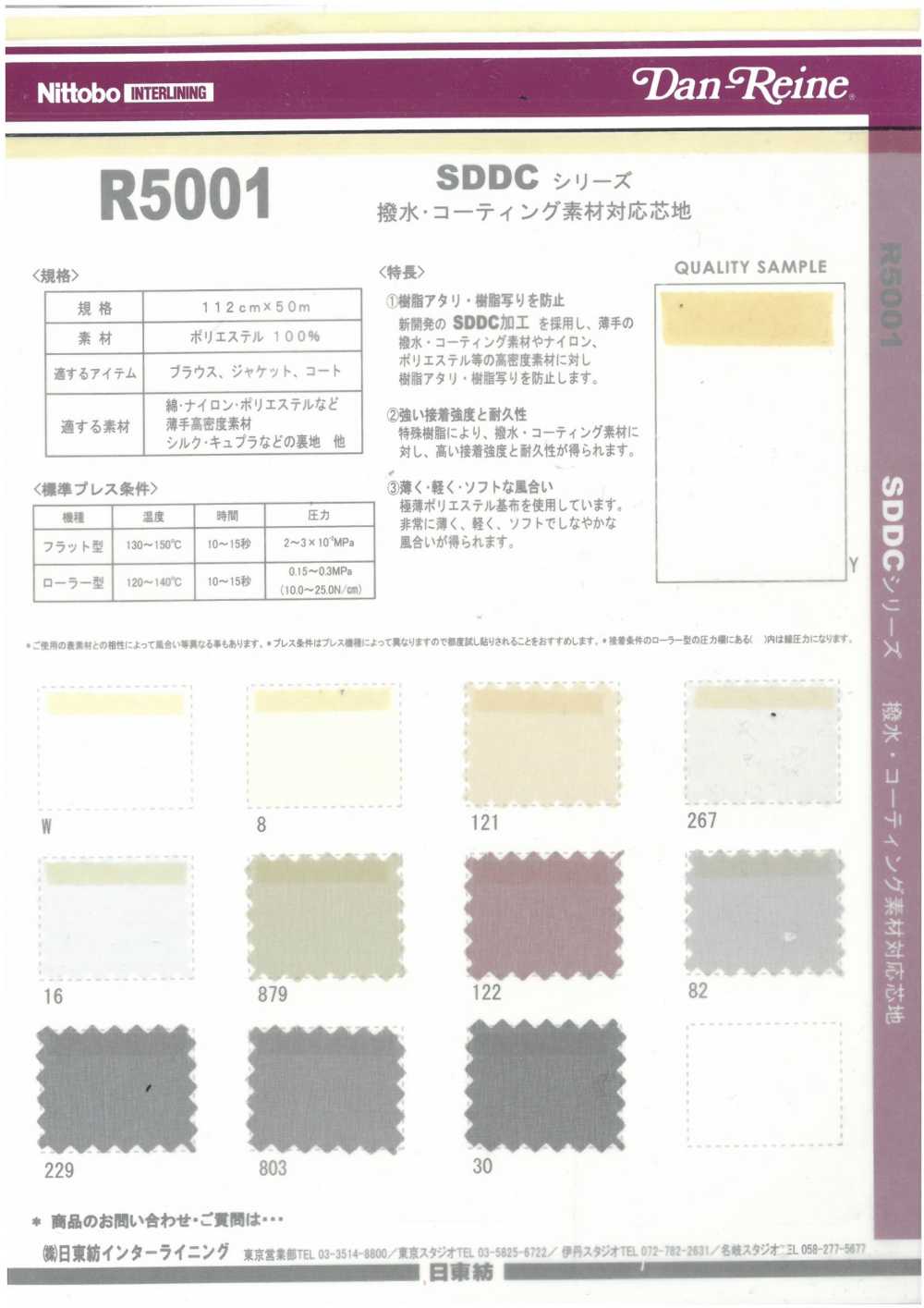 R5001 SDDC Series Interlining Compatible With Water-repellent And Coating Materials Nittobo