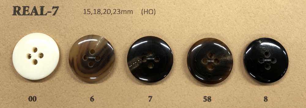 REAL-7 Simple Buffalo Glossy 4-hole Horn Button Koutoku Button