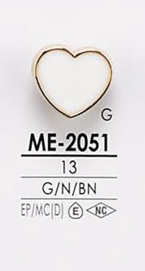 ME2051 Heart-shaped Metal Button For Dyeing IRIS