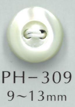 PH309 2-hole Bulge Shell Button With Border Sakamoto Saji Shoten