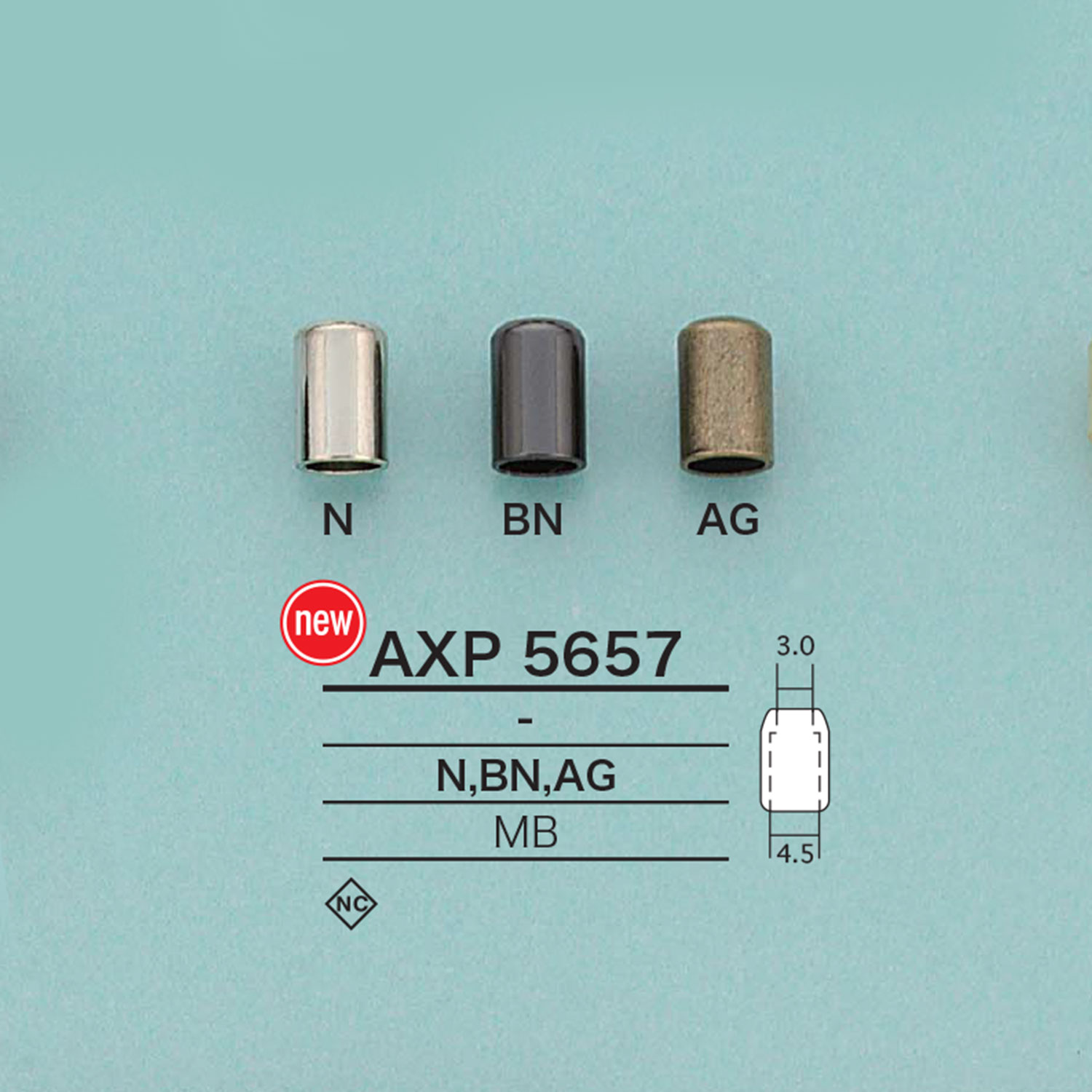 AXP5657 Cylindrical Cord End[Buckles And Ring] IRIS