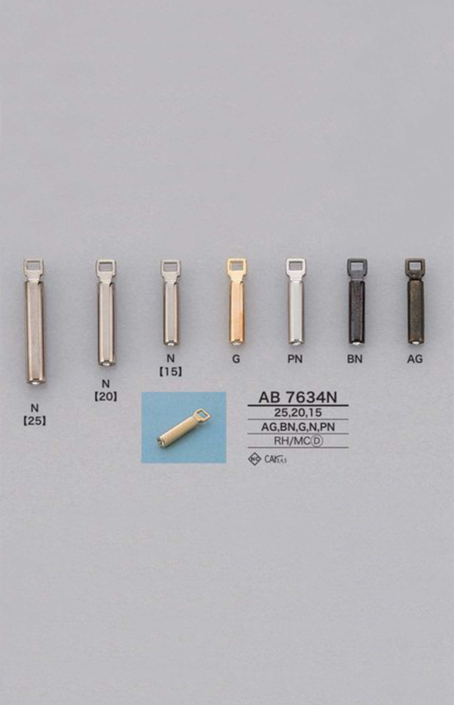 AB7634N Rhinestone Cylindrical Zipper Point (Pull Tab) IRIS