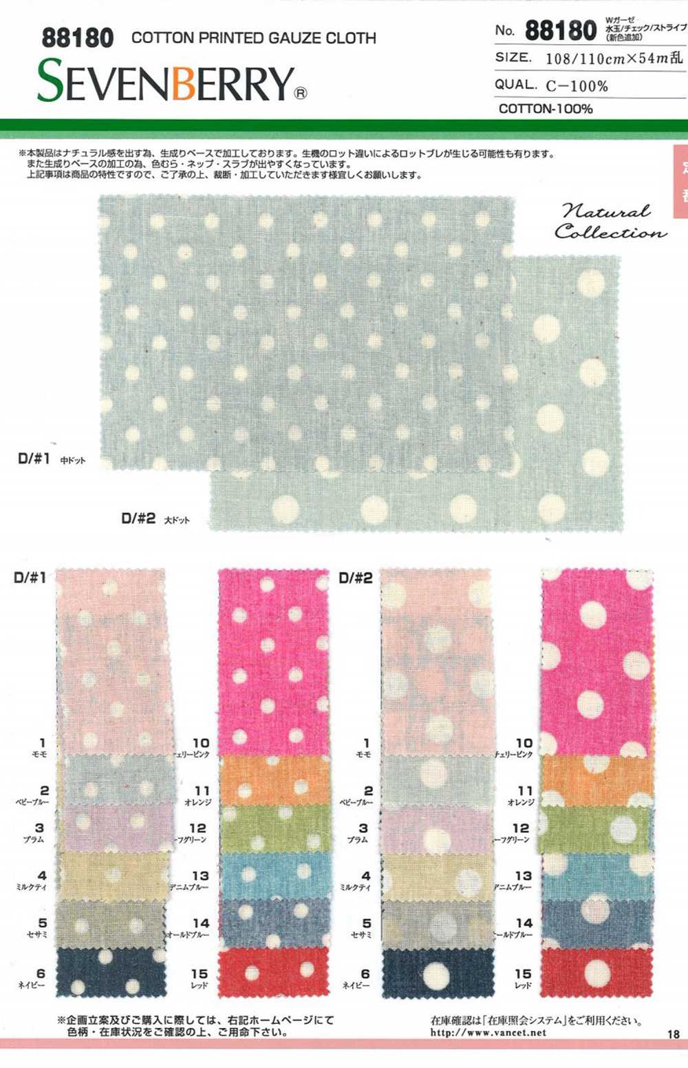 88180 SEVENBERRY W Gauze Polka Dot Check Stripe[Textile / Fabric] VANCET