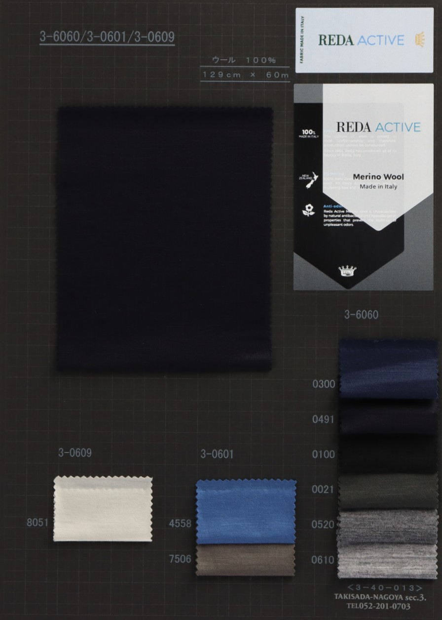 3-0609 REDA ACTIVE Plain Wool Knit[Textile / Fabric] Takisada