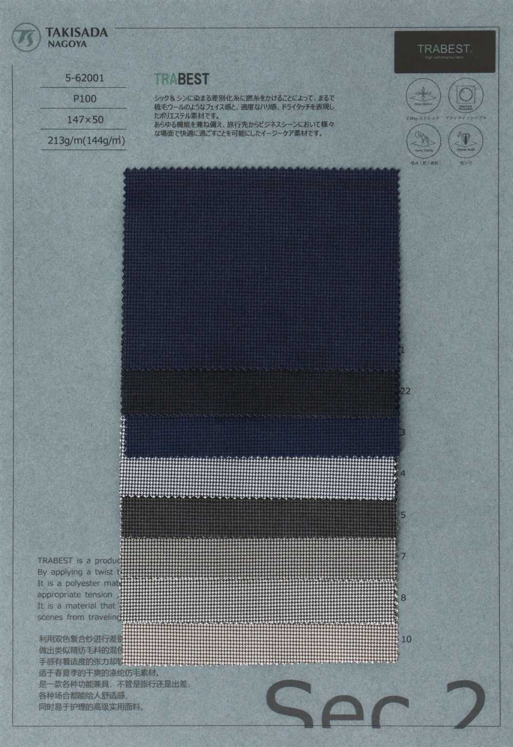 5-62001 TRABEST Dry Touch Tropical Houndstooth[Textile / Fabric] Takisada