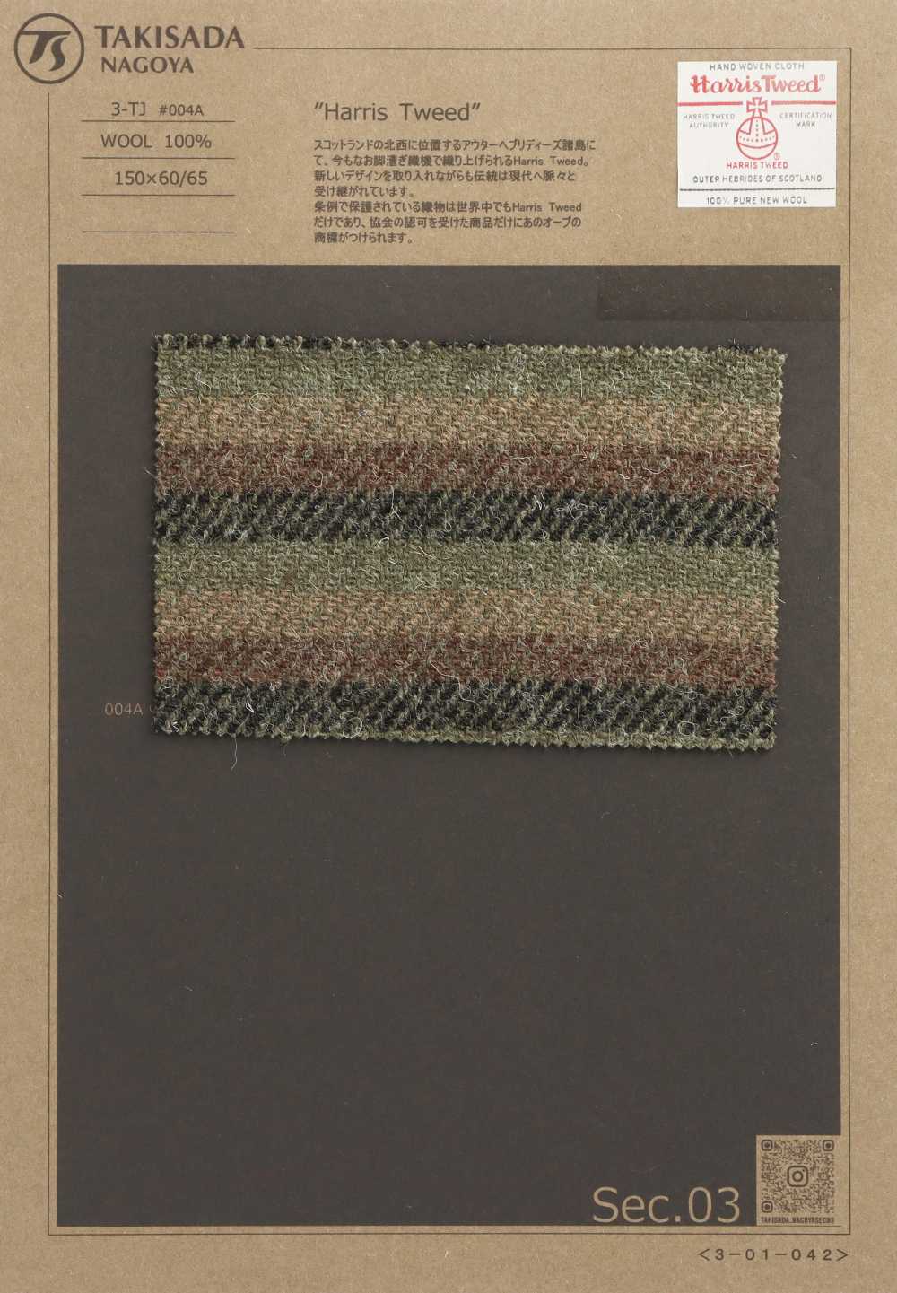 3-TJ004A HARRIS Harris Tweed Random Horizontal Stripes[Textile / Fabric] Takisada