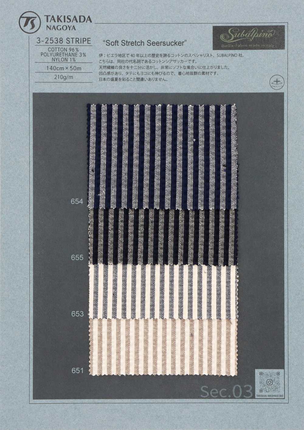 3-2538STRIPE SUBALPINO Sheer Seersucker Stripe[Textile / Fabric] Takisada Nagoya