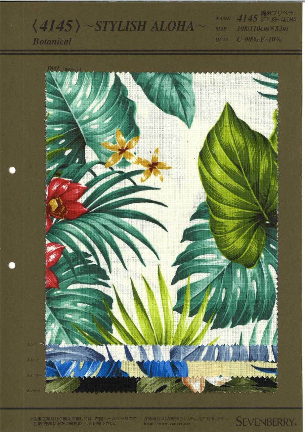 4145 Cotton Linen Linen STYLISH ALOHA[Textile / Fabric] VANCET