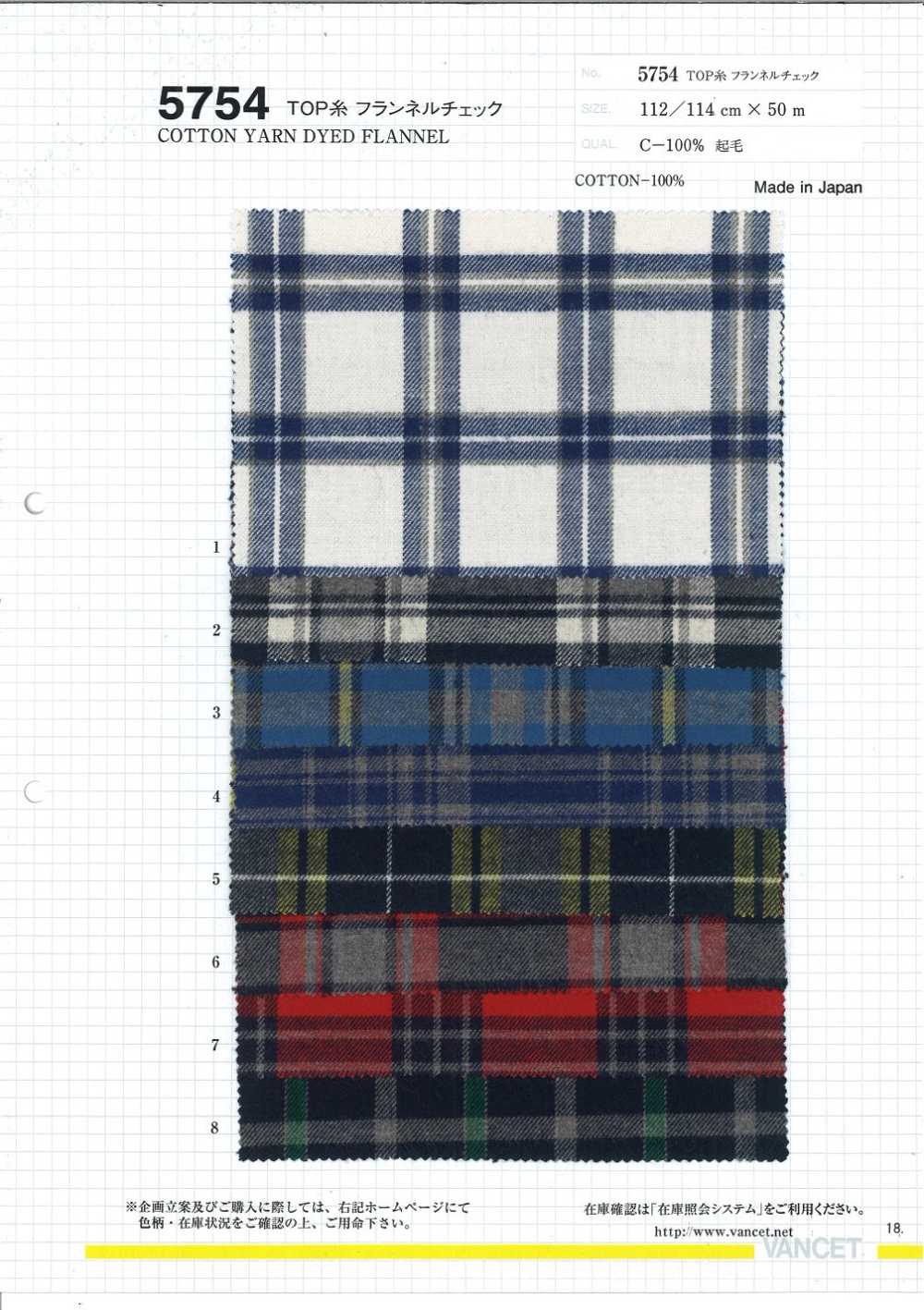 5754 TOP Thread Flannel Check[Textile / Fabric] VANCET