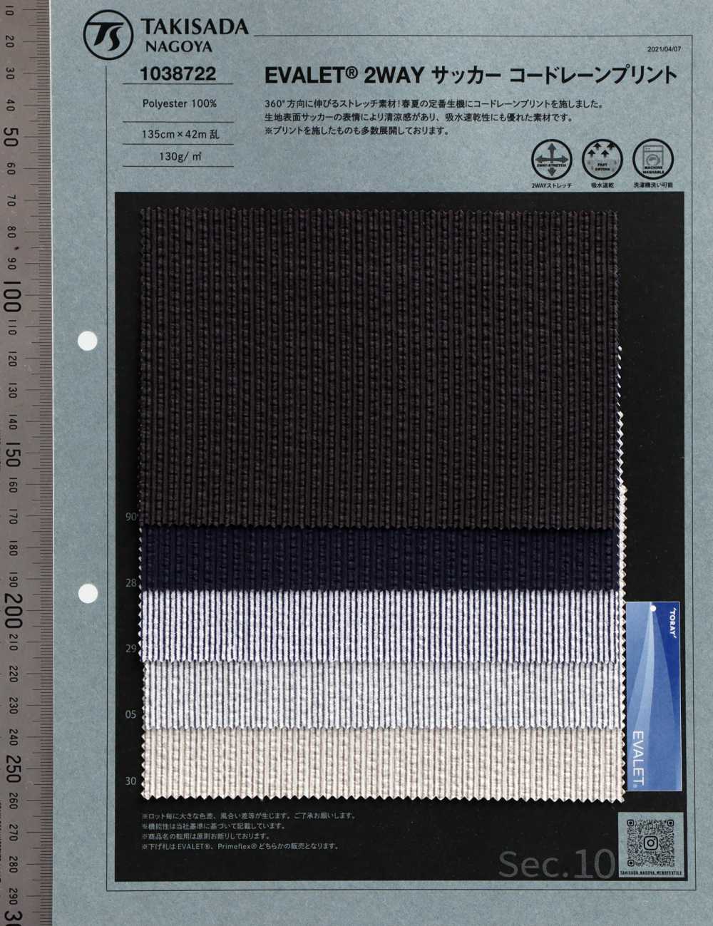 1038722 EVALET® 2WAY Seersucker Stripe Pattern[Textile / Fabric] TAKISADA NAGOYA