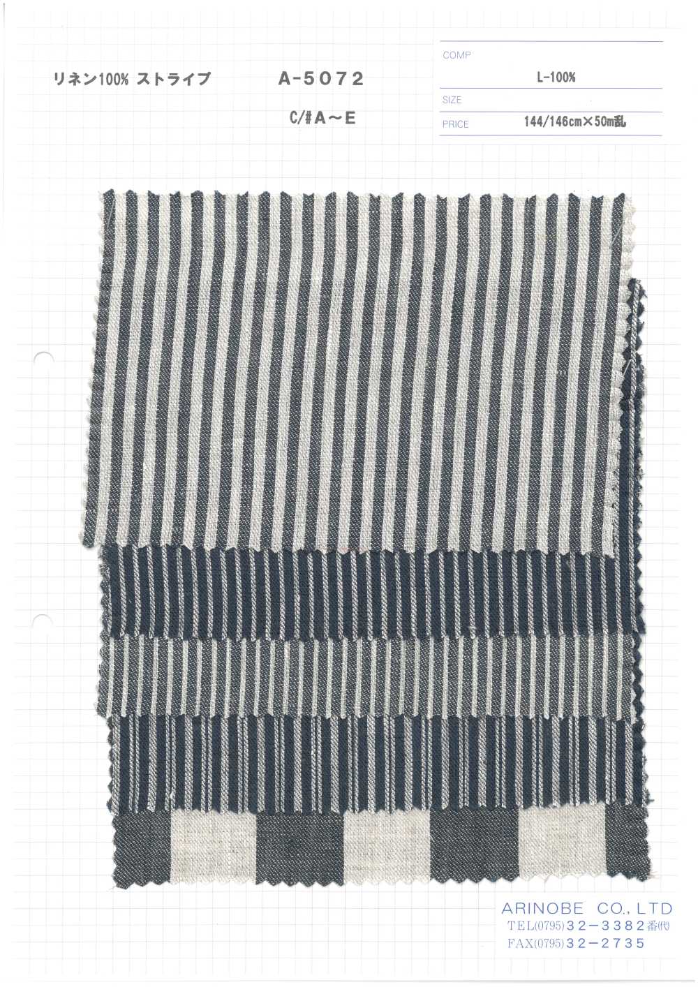 A-5072 100% Linen Stripes[Textile / Fabric] ARINOBE CO., LTD.