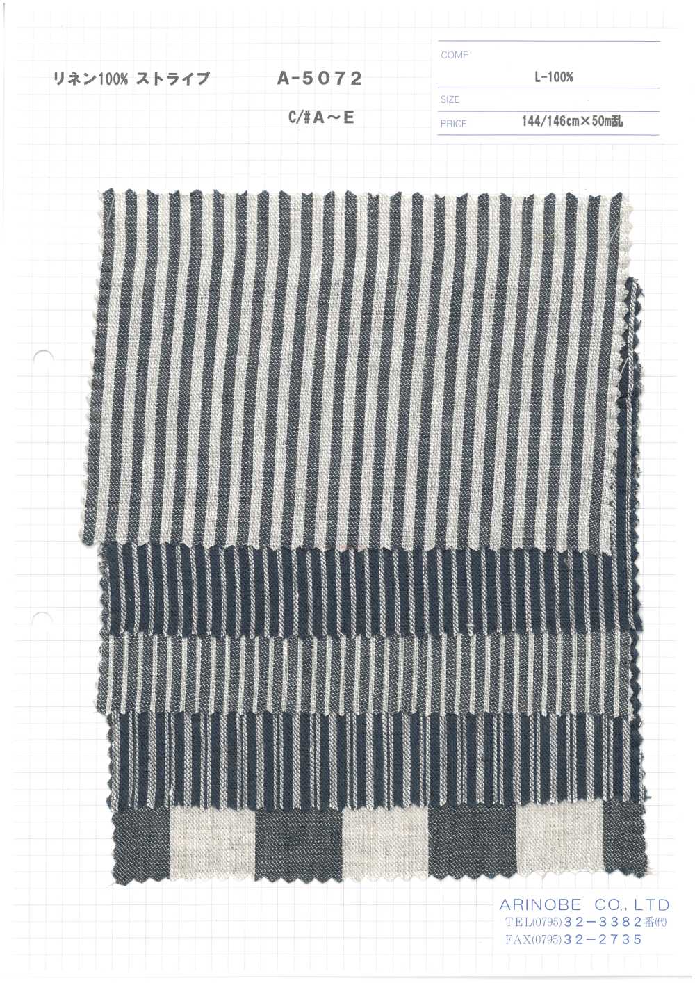 A-5072 100% Linen Stripes[Textile / Fabric] ARINOBE
