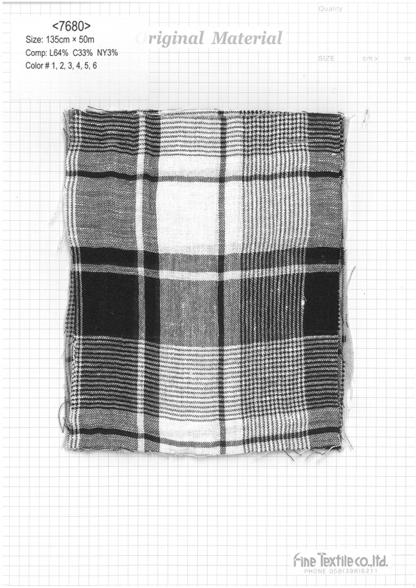 7680 Linen Cotton Check[Textile / Fabric] Fine Textile