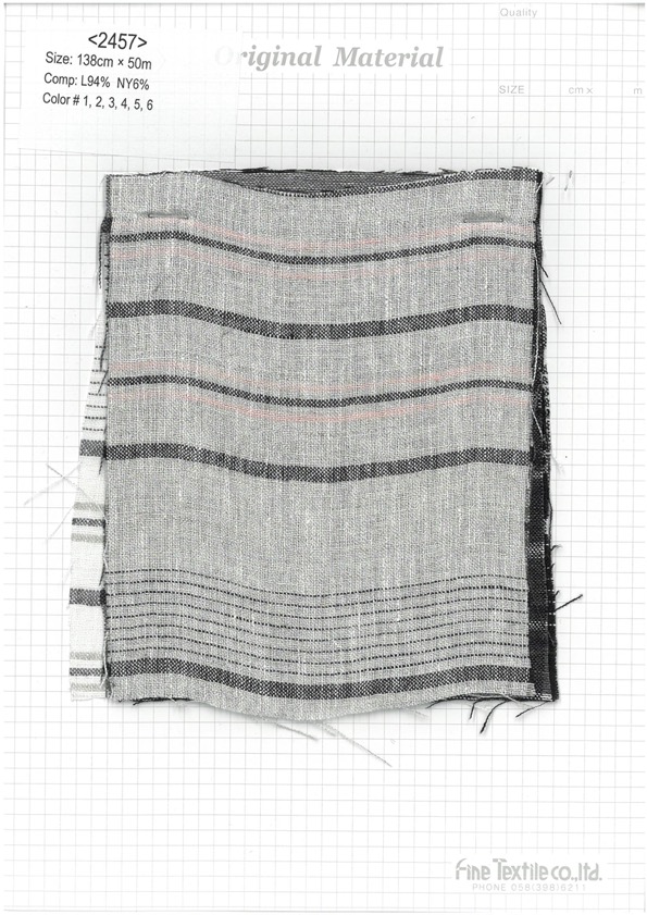 2457 Linen Heather Multi Horizontal Stripes[Textile / Fabric] Fine Textile