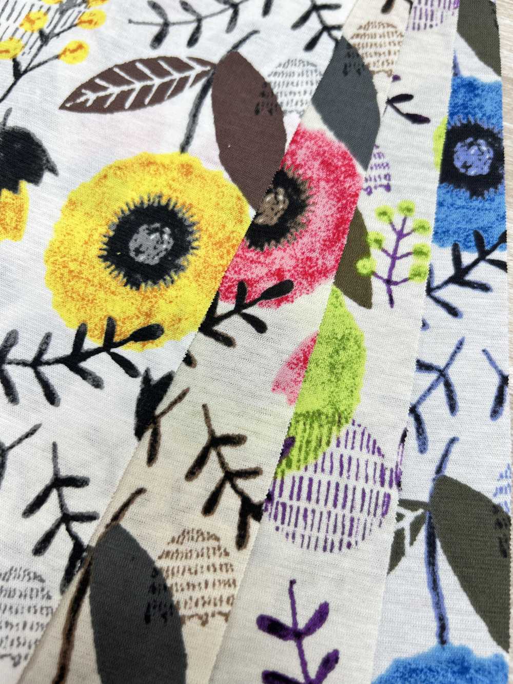 55051-1 60/2 Gas-fired Mercerized Cotton Jersey Scandinavian Floral Pattern[Textile / Fabric] SAKURA COMPANY