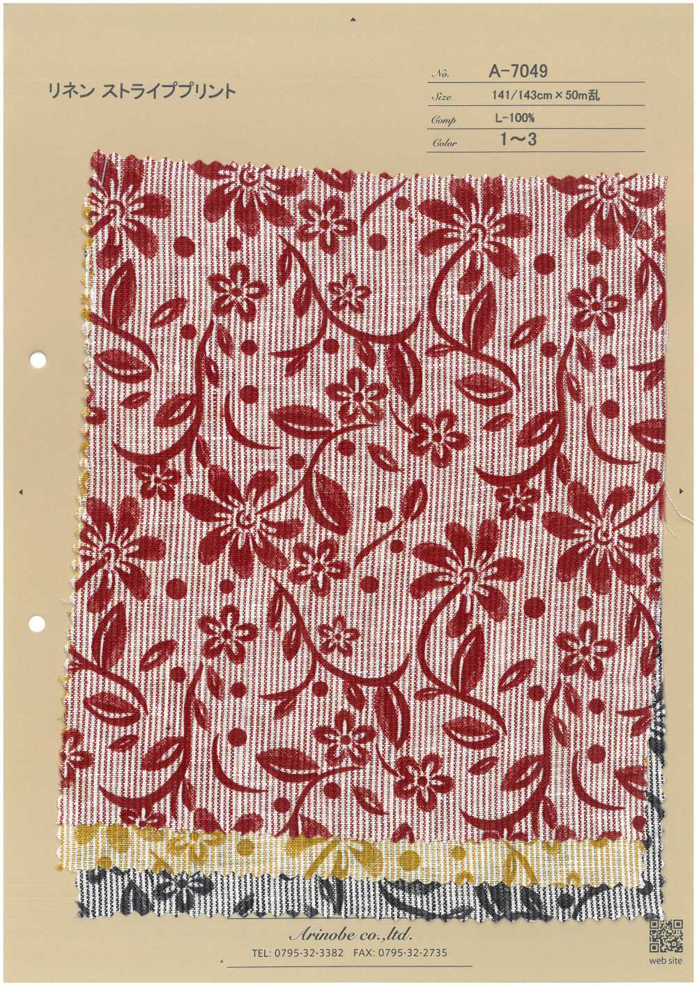 A-7049 Linen Stripe Print[Textile / Fabric] ARINOBE CO., LTD.