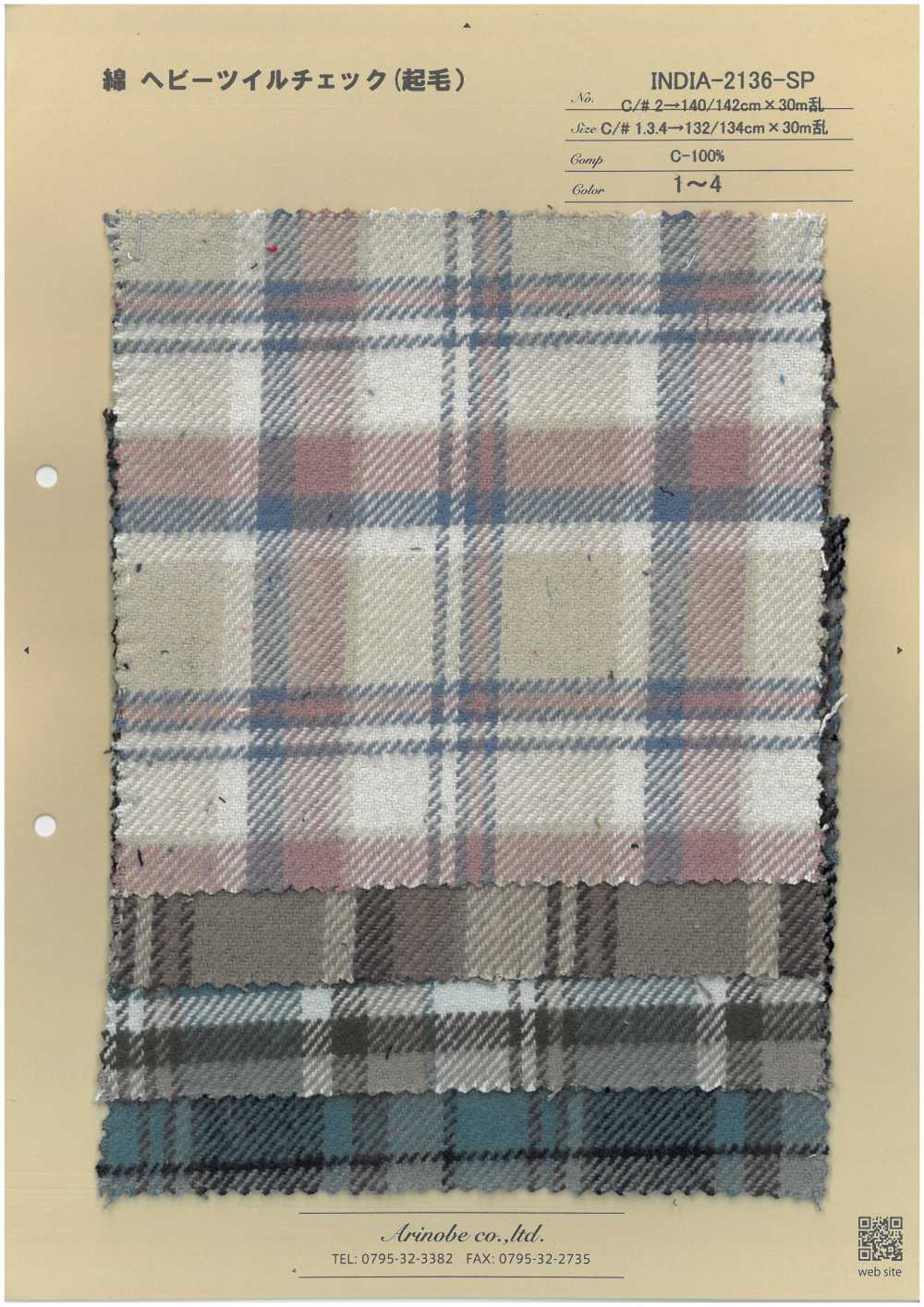 INDIA-2136-SP Cotton Heavy Twill Check (Fuzzy)[Textile / Fabric] ARINOBE