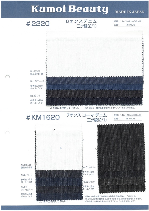 2220 6 Oz Denim 3 Twill Weave (2/1)[Textile / Fabric] Kumoi Beauty (Chubu Velveteen Corduroy)
