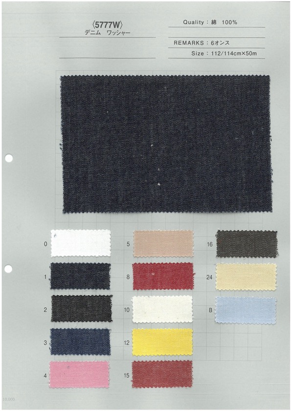 5777W Abundant Color Variations Color Denim Washer Processing 6 Ounces[Textile / Fabric] Yoshiwa Textile