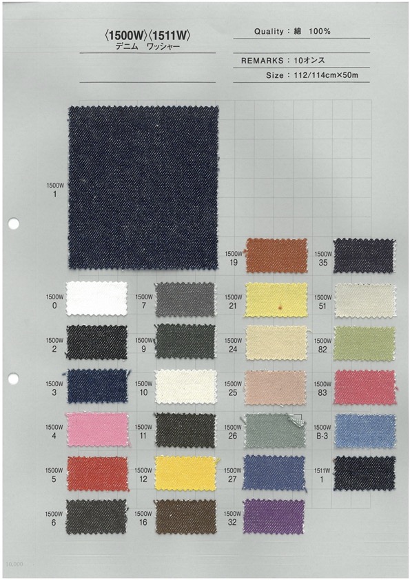 1500W Abundant Color Variations Color Denim Washer Processing 10 Oz[Textile / Fabric] Yoshiwa Textile