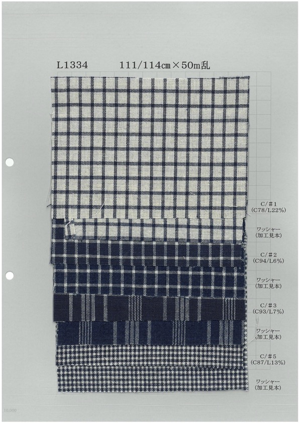 L1334 Linen Indigo Check[Textile / Fabric] Yoshiwa Textile