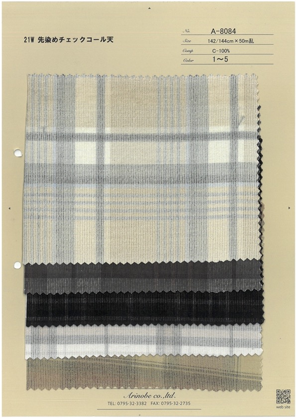 A-8084 21W Yarn Dyed Check Corduroy[Textile / Fabric] ARINOBE CO., LTD.