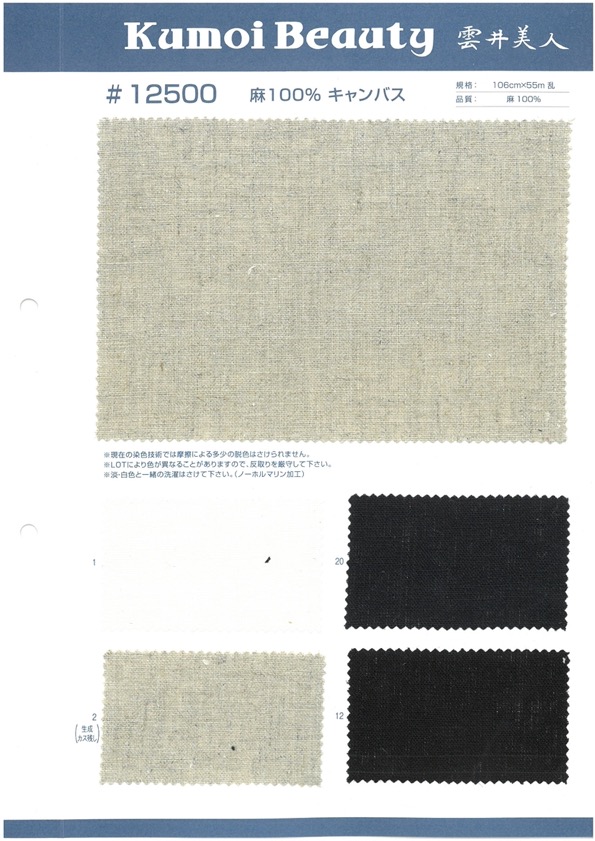 12500 100% Linen Canvas[Textile / Fabric] Kumoi Beauty