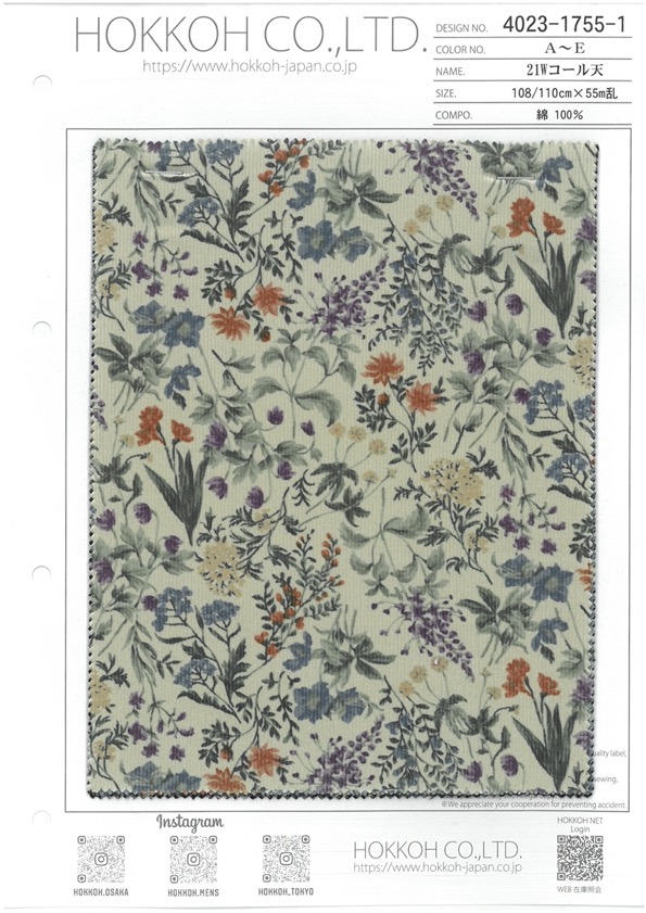 4023-1755-1 21W Corduroy[Textile / Fabric] HOKKOH