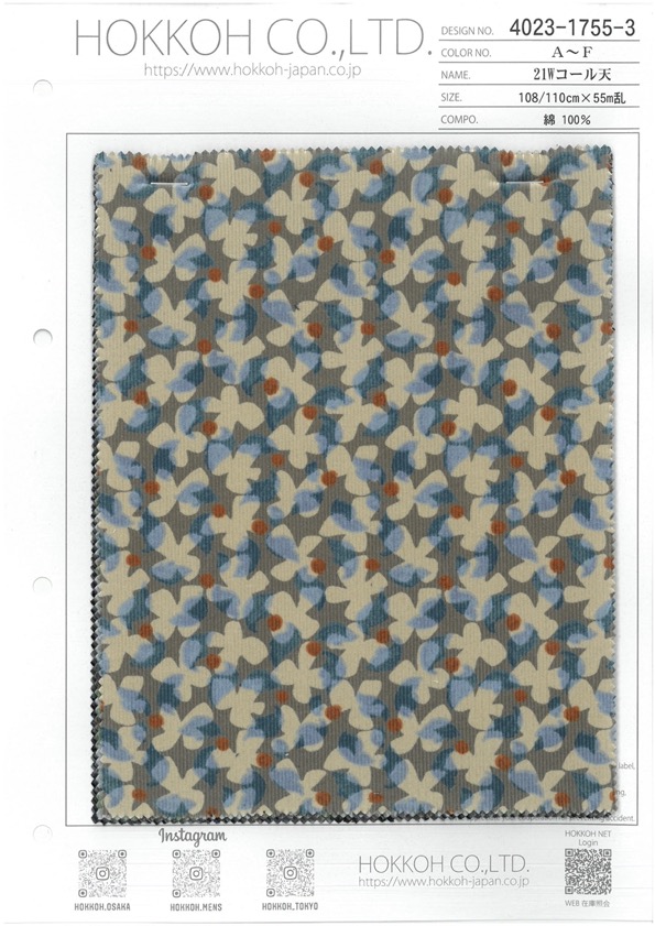 4023-1755-3 21W Corduroy[Textile / Fabric] HOKKOH