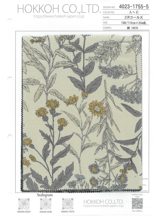 4023-1755-5 21W Corduroy[Textile / Fabric] HOKKOH