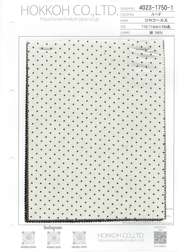 4023-1750-1 21W Corduroy[Textile / Fabric] HOKKOH