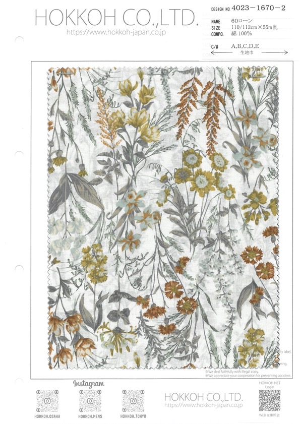 4023-1670-2 60 Lawn[Textile / Fabric] HOKKOH