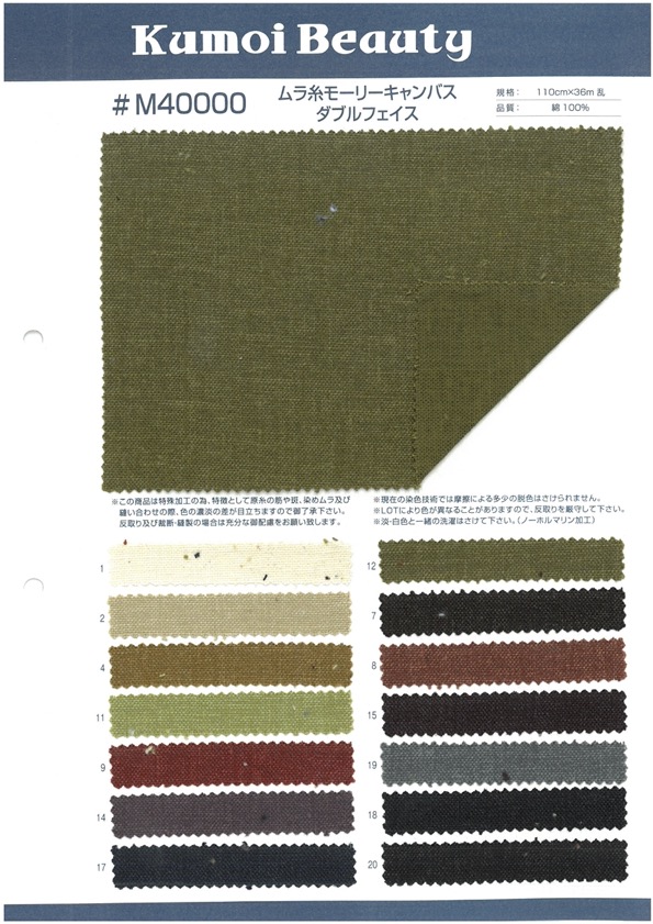 M40000 Uneven Thread Morley Canvas Double Face[Textile / Fabric] Kumoi Beauty