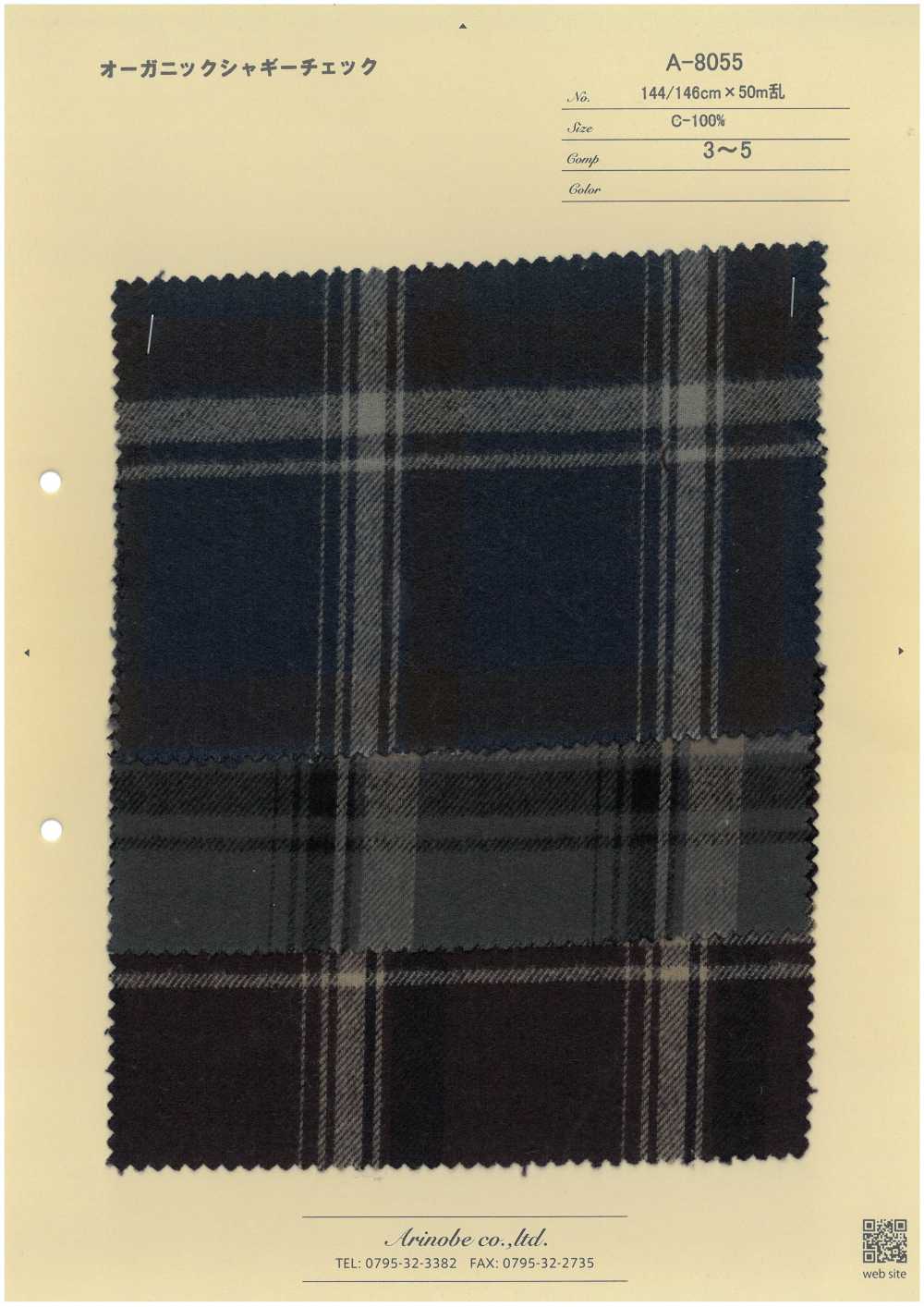 A-8055 オーガニックシャギーチェック[Textile / Fabric] ARINOBE