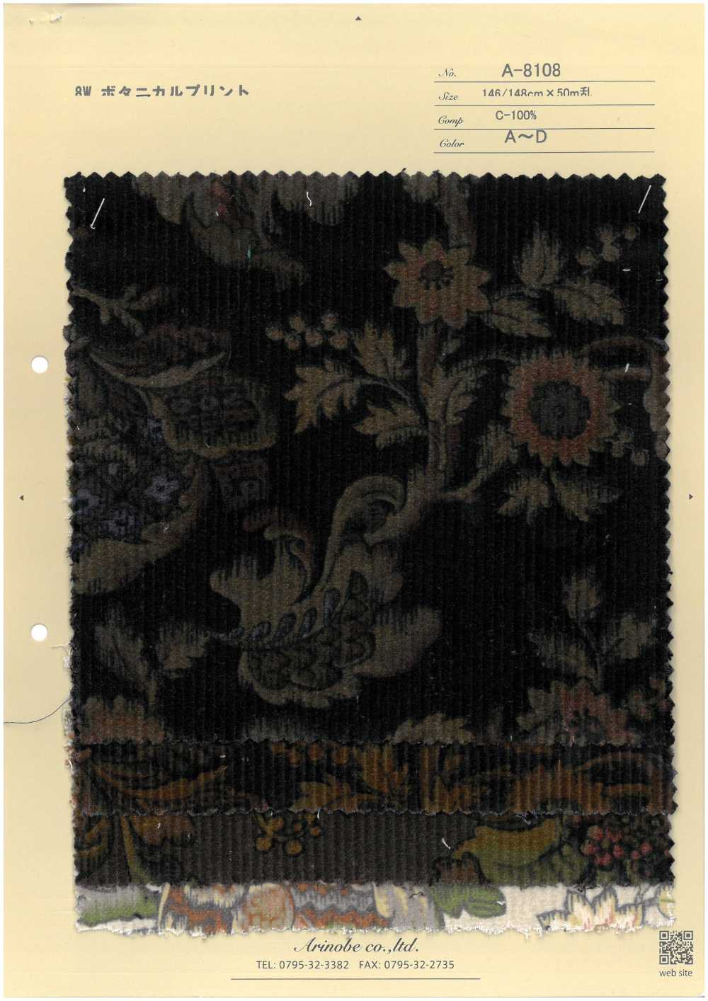 A-8108 8W Corduroy Botanical Print[Textile / Fabric] ARINOBE CO., LTD.